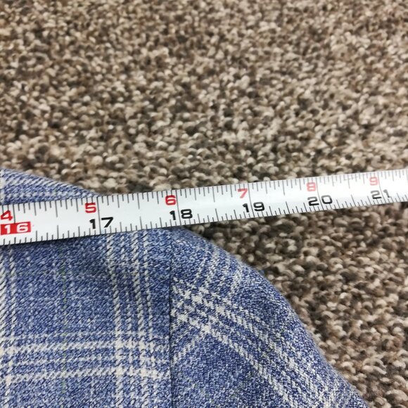 SuitSupply Sport Coat Blazer 40S E Thomas Silk Wool Linen Windowpane Plaid Blue - Picture 12 of 14